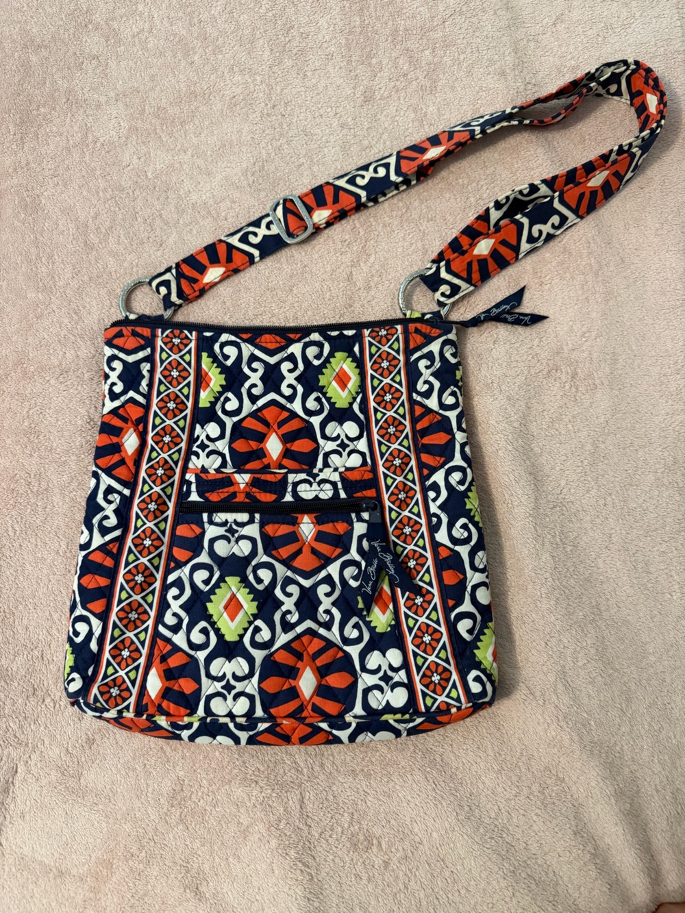 Vera Bradley Navy Orange Lime Quilted Crossbody Sling Bag (Sun Valley 2013)